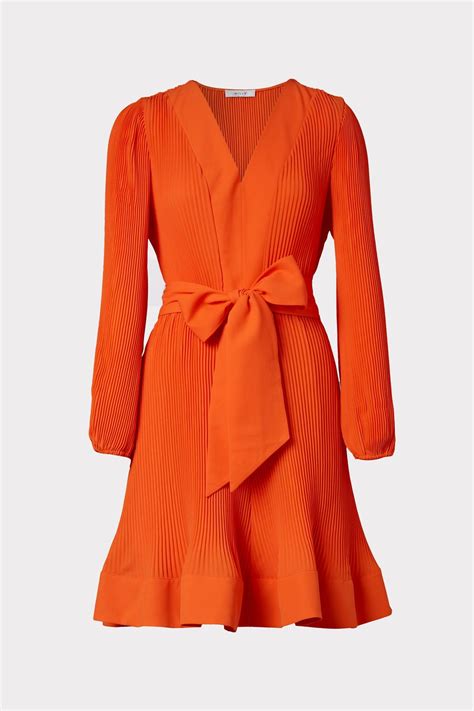 Milly Liv Pleated Dress In Orange Lyst