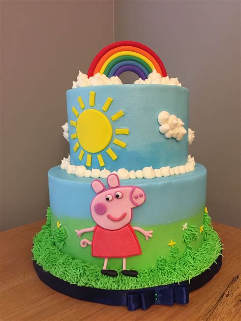 Peppa Pig Buttercream Cake Pig Birthday Cakes Peppa Pig Birthday