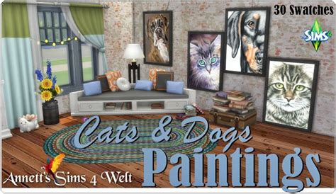 Sims 4 Ccs The Best Cats And Dogs Paintings By Annett85 The Sims