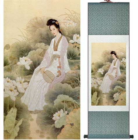 Traditional Chinese Pretty Girls Painting Home Office Decoration