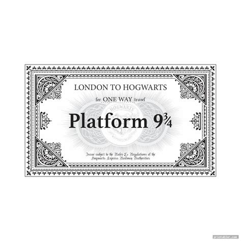 Printable Train Ticket Harry Potter - Gridgit.com