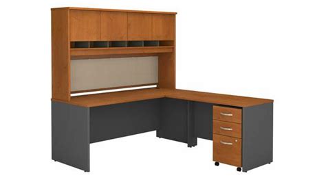 72 W L Shaped Desk With Hutch And Assembled 3 Drawer Mobile File