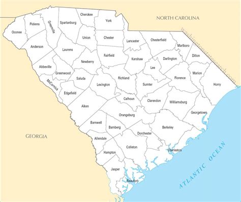 Large Detailed Administrative Map Of South Carolina State With Roads
