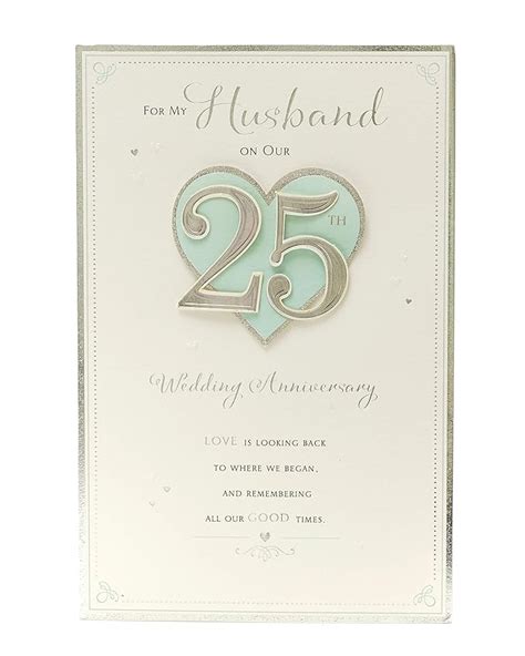 25th Wedding Anniversary Card Husband Silver Wedding Anniversary Card