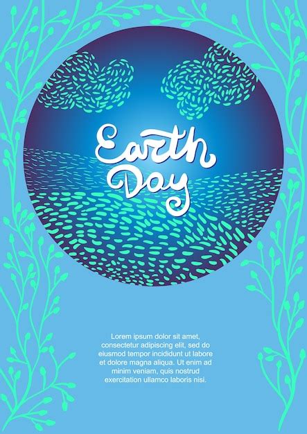Cartaz Do Dia Da Terra Com Ilustração De Planeta E Ramos Dia Da Terra