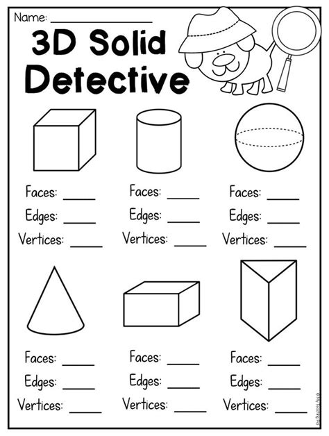 3d Solid Detective Worksheet For Students To Count Faces