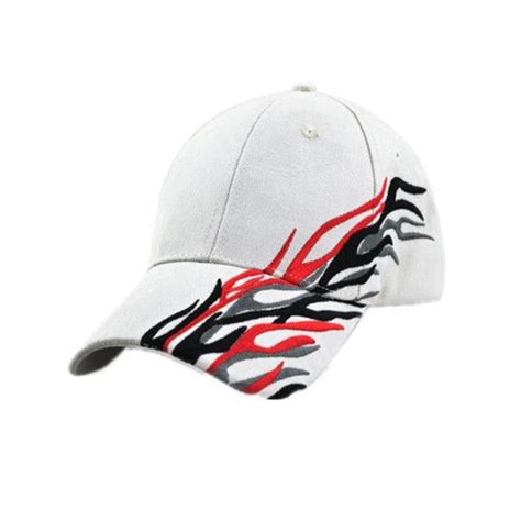 Cool Flame Embroidered Baseball Cap For Men White Sports Baseball Caps