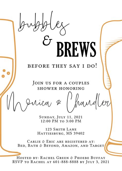 Bubbles And Brews Bridal Shower Invitation Template Bridal Etsy