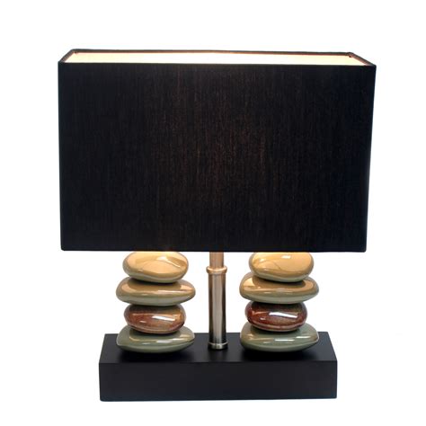 Elegant Designs Rectangular Dual Stacked Stone Ceramic Table Lamp With