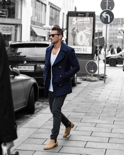 The history of chelsea boots. Nautical coat + chelsea boots #menstyle #dapper men street ...