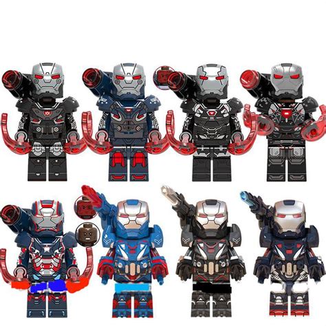 8pcs War Machine James Rhodes Minifigures Lego Compatible Iron Man