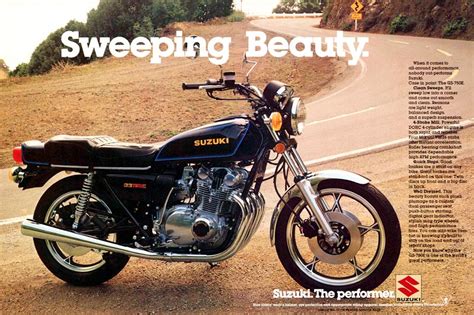 This folder shows vlearly that the gs750 was offered in two versions, the gs750 with single front disc and wire wheels and the gs750e with cast alloy wheels and twin disc at the front. Suzuki GS750E adverts