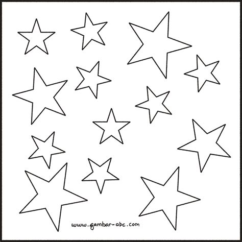 Gambar mewarnai bintang untuk anak paud dan tk. Mewarnai Gambar Komposisi Bintang - Contoh Gambar Mewarnai