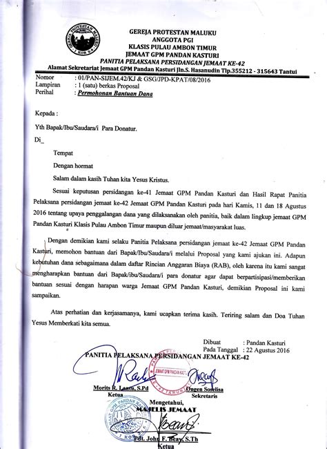 Contoh Surat Permohonan Bantuan Dana Untuk Pembangunan Gereja Surat