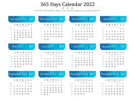 Days Of The Year Numbered From 1 To 365 Calendar Temp