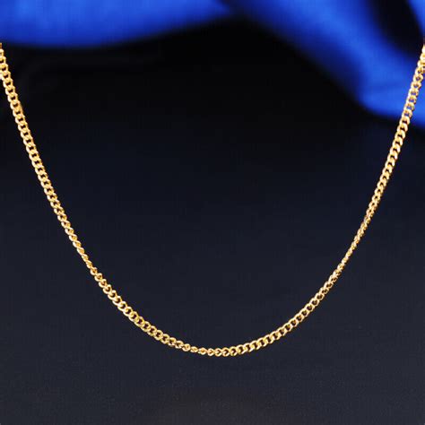Pure 999 24k Yellow Gold Chain Women Curb Link Necklace 33 36g 18inch