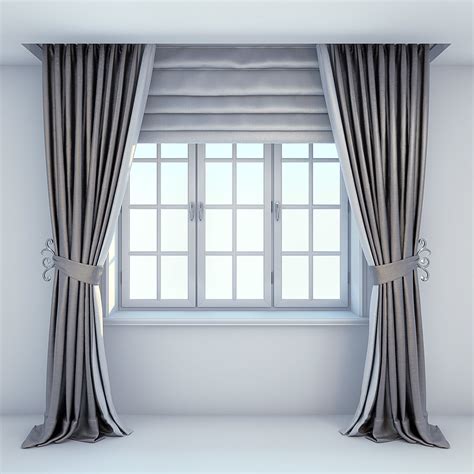 From a simple design detail to a dramatic effect, there's curtain looks for any style. Simple straight contemporary curtains grey 3D model