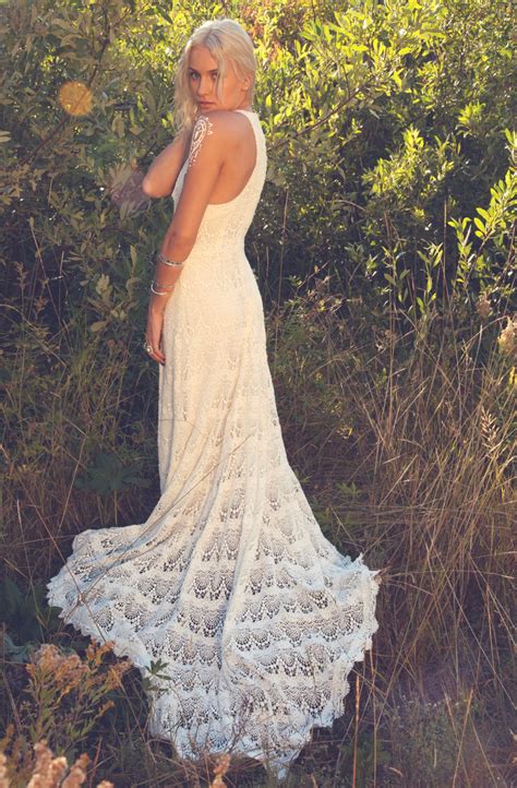 Crochet Lace Racer Back Wedding Dress