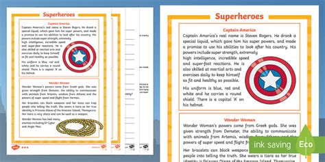 Superheroes Comprehension Ks1 Reading Activity Teacher Made