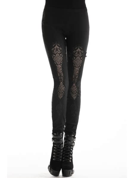 Black Gothic Hollow Out Lace Legging For Women Lace Leggings Gothic