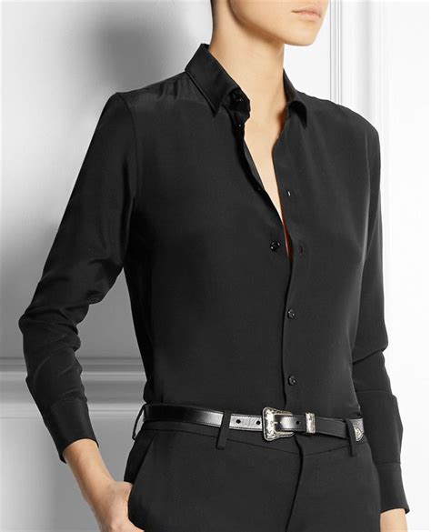 S Xxxl Women Fashion Silk Satin Blouse Button Ladies Silk Blouses Shirt