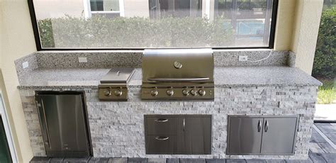 Luna Pearl Granite Custom Summer Kitchen Elegant Outdoor Kitchens