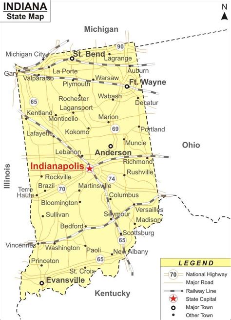 Indiana Map With Rivers Free Printable Templates