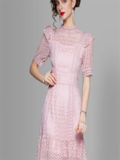 Buy Jc Collection Pink Floral Self Design A Line Dress Dresses For