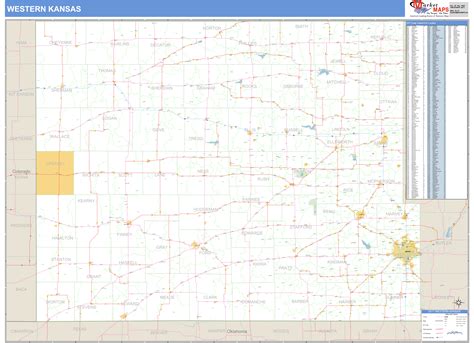 Kansas Western Wall Map Basic Style By Marketmaps