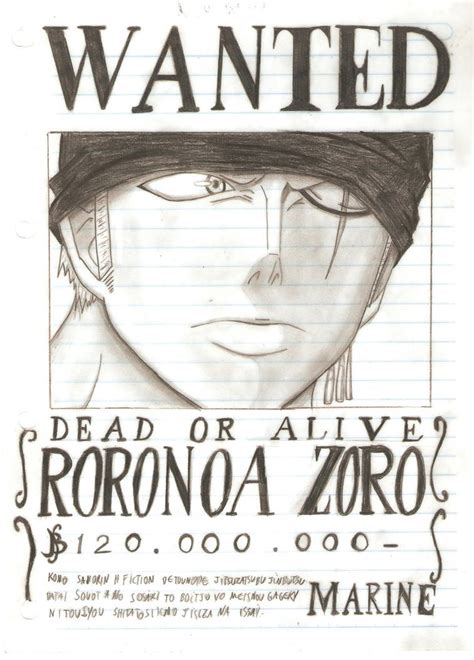 Wanted Poster Roronoa Zoro By Uzumakikaila On Deviantart