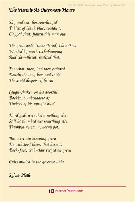 The Hermit At Outermost House Poem By Sylvia Plath
