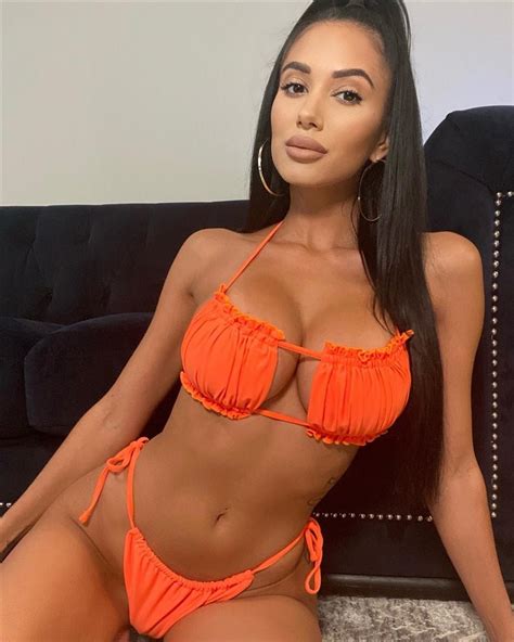 tangerine ruched bust frill padded bandeau bikini hot miami styles