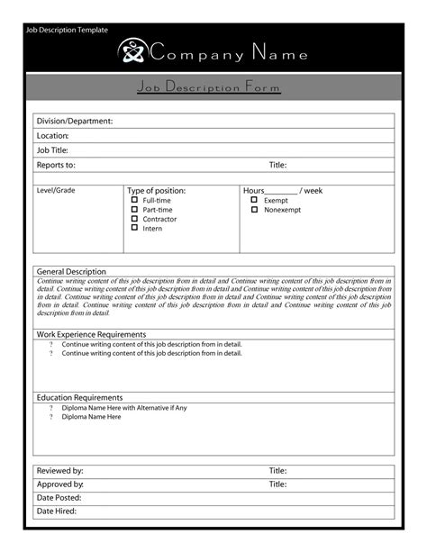 49 Free Job Description Templates And Examples Free