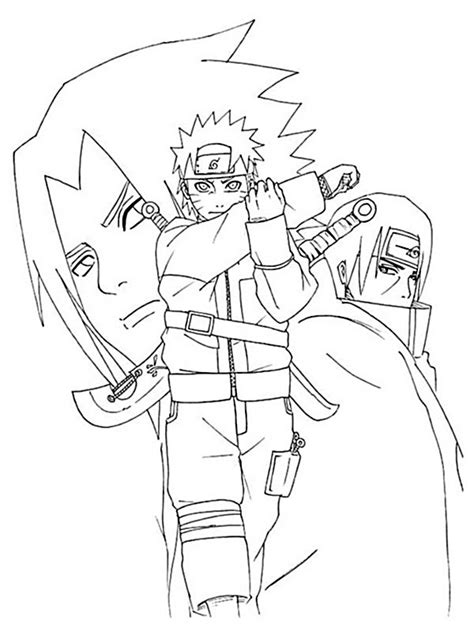 Coloriage De Naruto Dessin Sasuke Uchiwa à Colorier