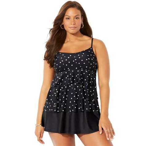 Swimsuitsforall Swimsuits For All Womens Plus Size Tiered Swimdress