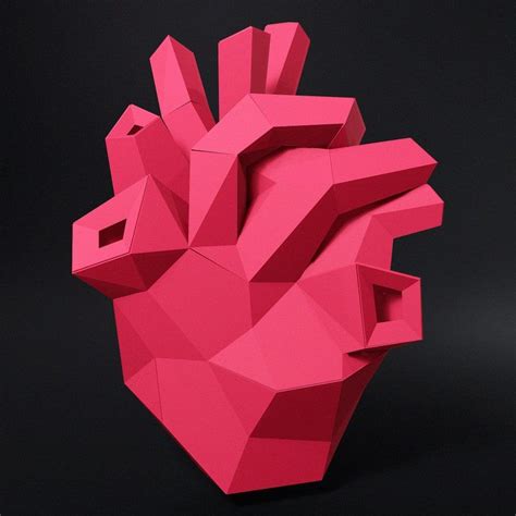Papercraft 3d Real Anatomical Heart Pepakura Pdf Template Low Polygonal