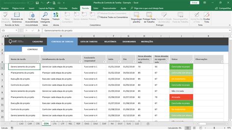 Planilha De Controle De Tarefas Em Excel Planilhas Em Excel Luz My