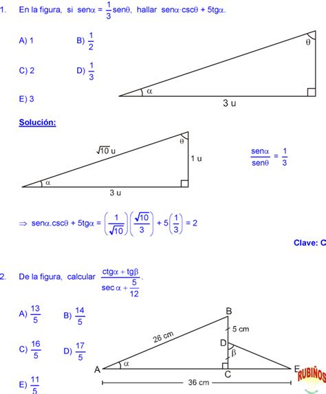 Razones Trigonométricas Ejemplos Y Ejercicios Resueltos