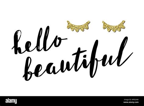 Hello Beautiful Inspirational Quote Hand Lettering Brush Script
