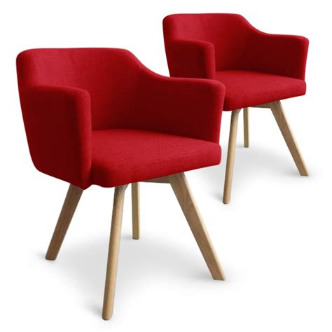 Chez le spécialiste déco à paris, vous trouvez : Fauteuil Scandinave rouge en tissu Rigo - Lot de 2 pas ...