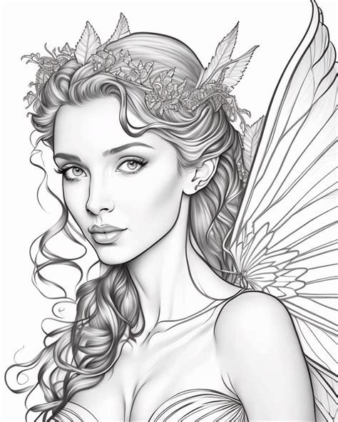 Realistic Fairy Adult Coloring Pages