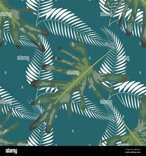 Tropical Leaves Palms Monstera Leaf Floral Seamless Pattern