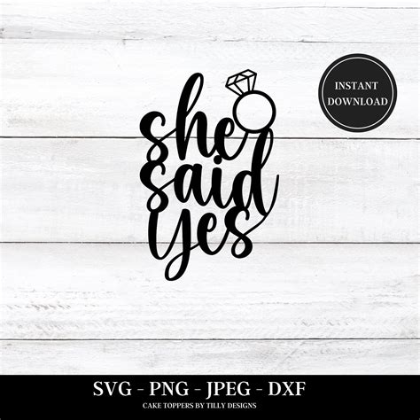 She Said Yes Engagement Cake Topper SVG Bridal Party Etsy Canada Bridal Shower Cake Topper