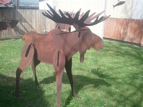 3 D Metal Moose Made With 316 Steel Built To Rust Recycled Metal Art