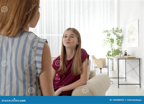 Mother Talking With Her Teenager Daughter Stock Photo Image Of
