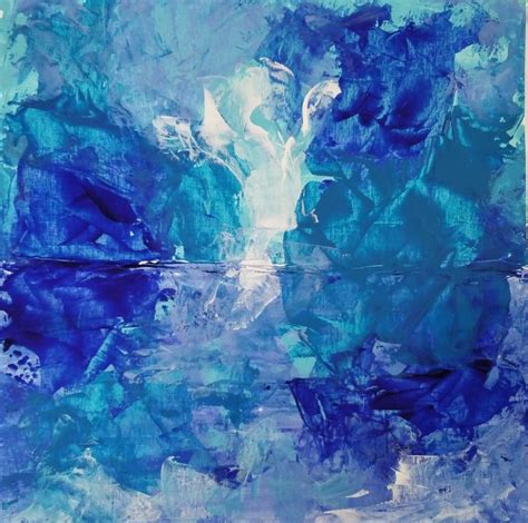 Just Over The Line Blue Abstract Painting Water Art Abstract