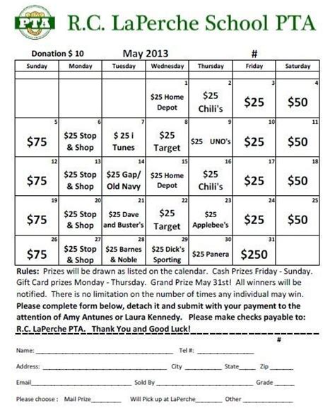 How Tomake Lottery Calendars For Fundraising Graphics Lottery Pta