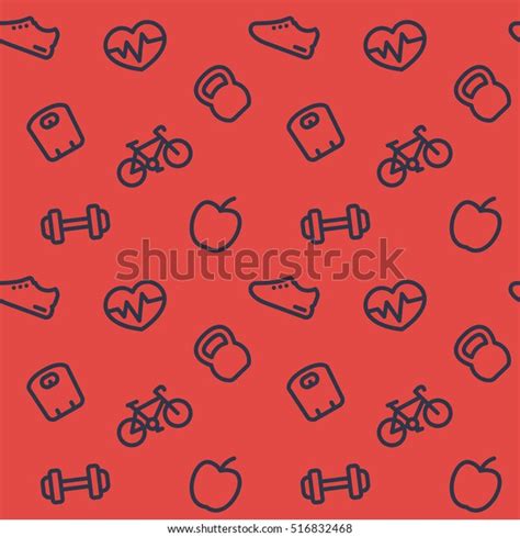 Fitness Pattern Seamless Background Fitness Icons Stock Vector Royalty