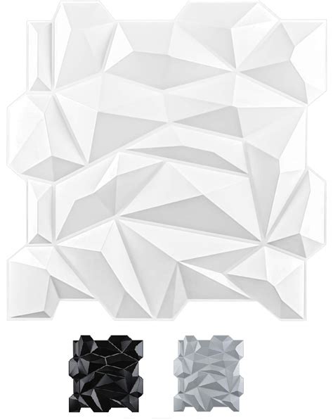 Art3d Pvc 3d Diamond Wall Panel Jagged Matching Matt White For