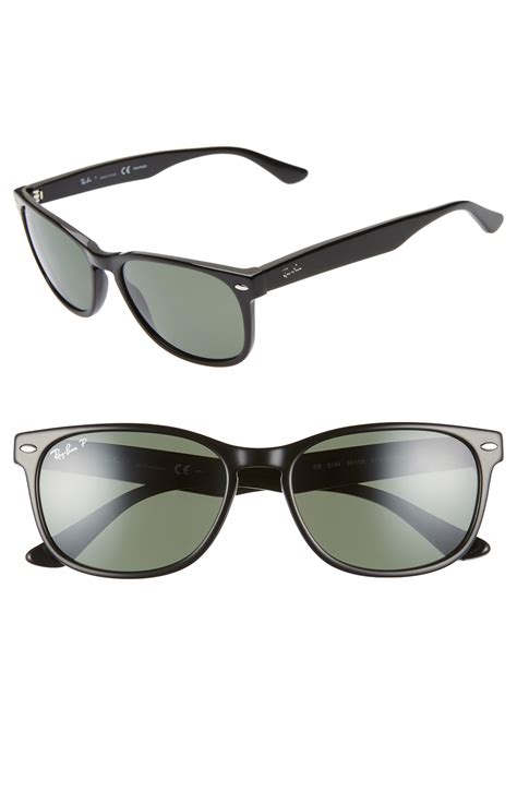 Ray Ban Wayfarer 57mm Polarized Sunglasses In Black For